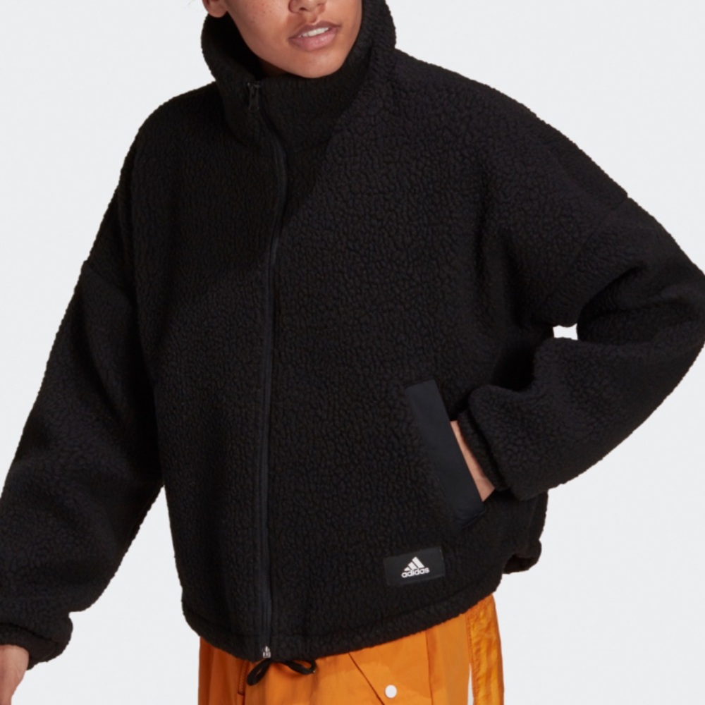 Adidas Women’s Black Fleece Sherpa Jacket Size XS
